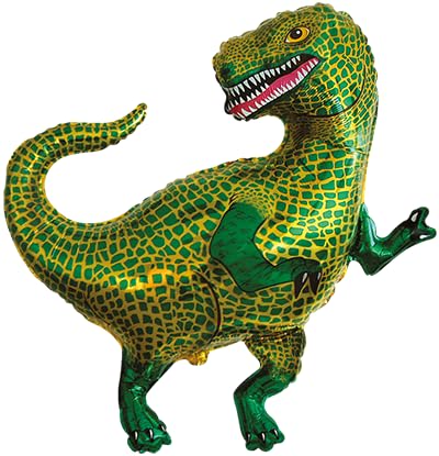 Luftballon Dinosaurier T-Rex, grün und gelb, Dekoration für Jura-Party von Flexmetal