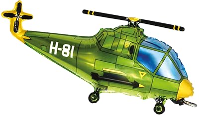 Luftballon in Form eines Militär-Helikopters, Grün, 91 cm, Party-Dekoration von Flexmetal