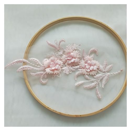 3D-Blumenstickerei, Spitzenapplikation, Stoff, Bekleidungszubehör, Blumen, 4 Stück (Rosa) von Flexmob