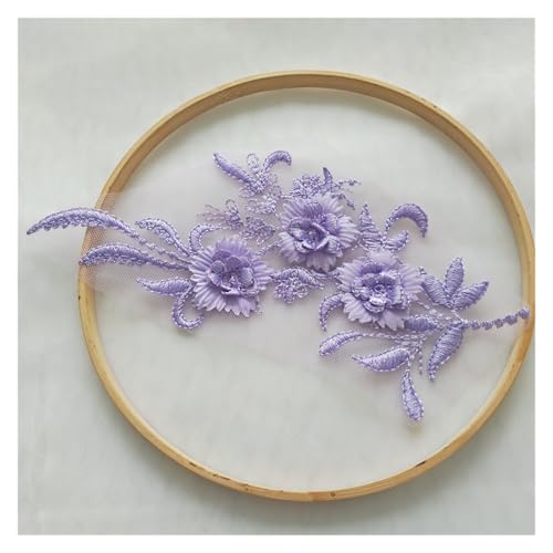 3D-Blumenstickerei, Spitzenapplikation, Stoff, Bekleidungszubehör, Blumen, 4 Stück (Violett) von Flexmob