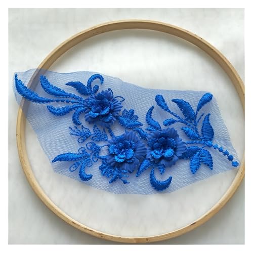 3D-Blumenstickerei, Spitzenapplikation, Stoff, Bekleidungszubehör, Blumen, 4 Stück (blau) von Flexmob