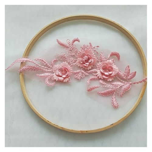 3D-Blumenstickerei, Spitzenapplikation, Stoff, Bekleidungszubehör, Blumen, 4 Stück (rote Bohnenpaste) von Flexmob