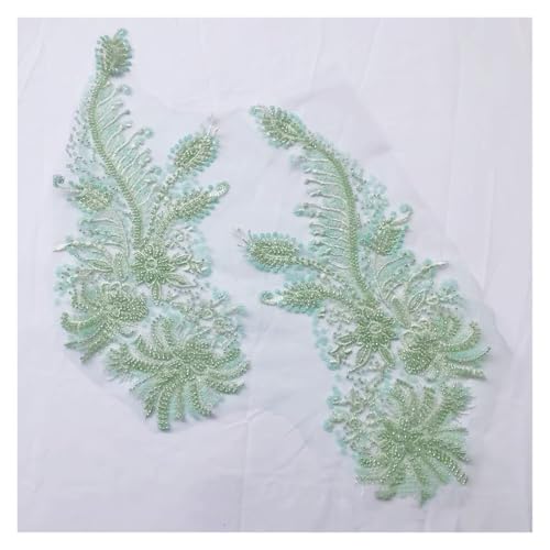 Blumenstickerei, Paillettenperlen mit Spitzenrand, Blumenstickerei, Nähen und Applikationen, 2 Paar (grün) von Flexmob