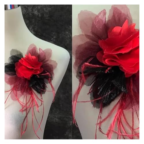 Großes Blumengarn, Blumenkopf, Blumenkleidung, Blumenfaden, Federfransen, Blume, Nähzubehör (rot) von Flexmob