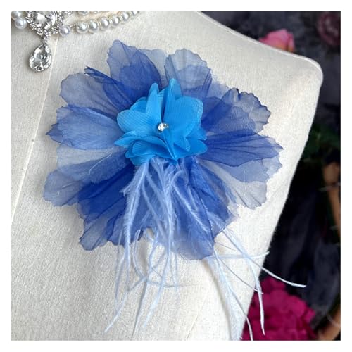 Großes Blumengarn, Blumenkopf, Blumenkleidung, Blumengarn, Federfransen, Blume, Nähzubehör (blau) von Flexmob