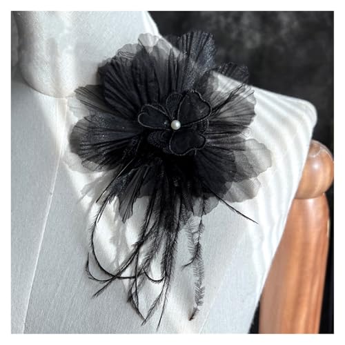 Großes Blumengarn, Blumenkopf, Blumenkleidung, Blumengarn, Federfransen, Blume, Nähzubehör (schwarz) von Flexmob