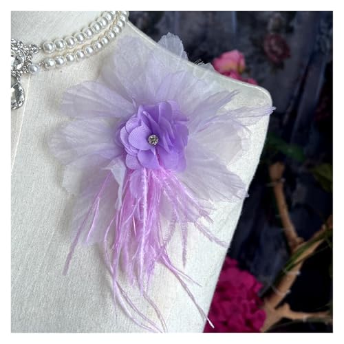 Großes Blumengarn, Blumenkopf, Kleidung, Blumengarn, Federfransen, Blume, Nähzubehör (Rosa und Lila) von Flexmob