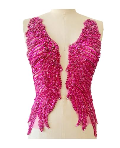 Heavy Sewing Bright Diamond Lace Applique Zubehör, handgenagelte Perlen, Diamant-Ornamente, 1 Paar (Rosy) von Flexmob