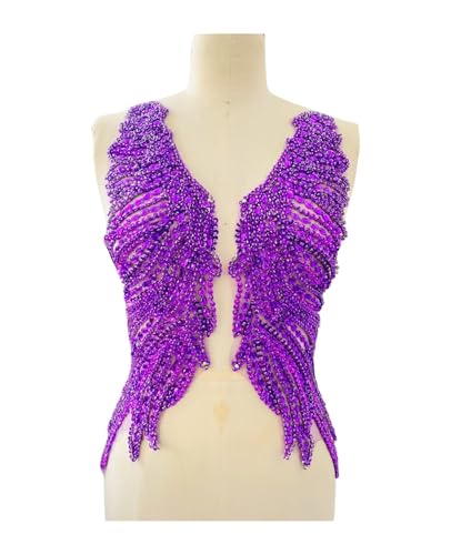 Heavy Sewing Bright Diamond Lace Applique Zubehör, handgenagelte Perlen, Diamant-Ornamente, 1 Paar (lila) von Flexmob
