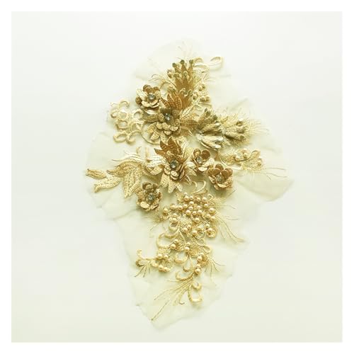 Netz-Nagelperlen, Eisenbohrer, dreidimensionale Blumenstickerei, Stoffpaste, Bühnenkleid, dekoratives Zubehör (Champagner) von Flexmob
