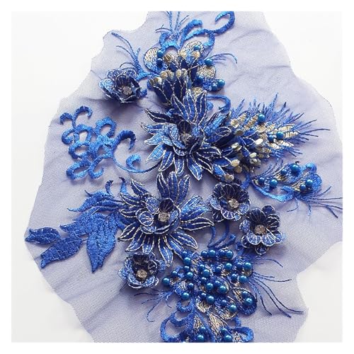 Netz-Nagelperlen, Eisenbohrer, dreidimensionale Blumenstickerei, Stoffpaste, Bühnenkleid, dekoratives Zubehör (blau) von Flexmob