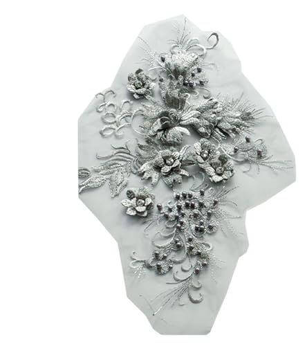 Netz-Nagelperlen, Eisenbohrer, dreidimensionale Blumenstickerei, Stoffpaste, Bühnenkleid, dekoratives Zubehör (grau) von Flexmob