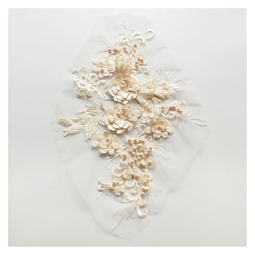 Netz-Nagelperlen, Eisenbohrer, dreidimensionale Blumenstickerei, Stoffpaste, Bühnenkleid, dekoratives Zubehör (weiß) von Flexmob