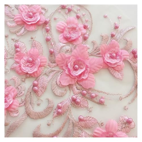 Netz-Stickerei, Nagelperle, dreidimensionale Blume, Spitze, Stickerei, Bekleidungszubehör (Rosa) von Flexmob