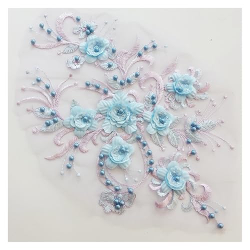 Netz-Stickerei, Nagelperlen, dreidimensionale Blumenspitze, Stickerei, Kleidungszubehör (blau-lila) von Flexmob