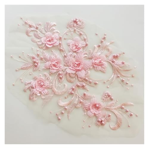 Netz-Stickerei-Nagelperle, dreidimensionale Blumenspitze, Stickerei, Bekleidungszubehör (Hellrosa) von Flexmob