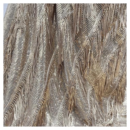 Stoff Fransen Pailletten Stoff Kleid Kleid Perlen Blatt Stickerei Netzstoff von Flexmob