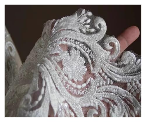 Stoff Perlen Pailletten Spitze Applikation Blume Braut Hochzeitskleid Kleidungszubehör 1 Stück (ohne Perlen) von Flexmob
