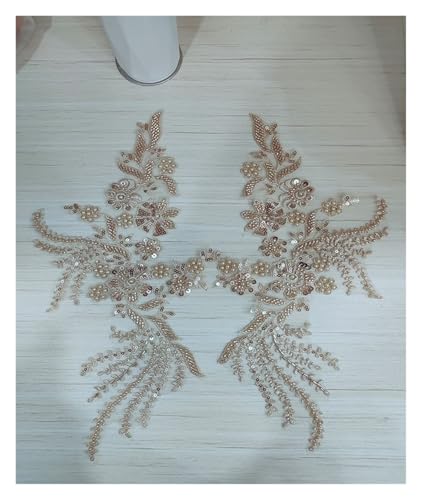 Stoff Spitze Applikation Stoff Dekoration DIY Gaze Kleidungsstück Zubehör auf Blumen (Champagner) von Flexmob