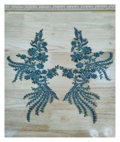 Stoff Spitze Applikation Stoff Dekoration DIY Gaze Kleidungsstück Zubehör auf Blumen (Dunkelgrün) von Flexmob