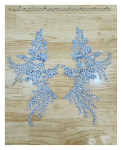 Stoff Spitze Applikation Stoff Dekoration DIY Gaze Kleidungsstück Zubehör auf Blumen (Hellblau) von Flexmob