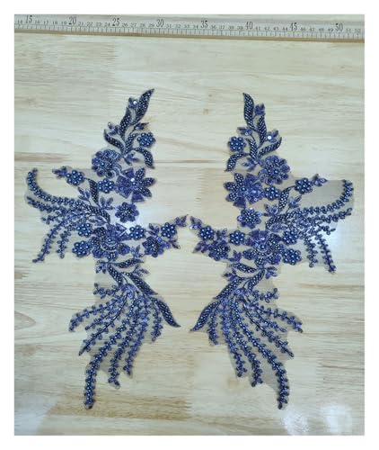 Stoff Spitze Applikation Stoff Dekoration DIY Gaze Kleidungsstück Zubehör auf Blumen (Marineblau) von Flexmob
