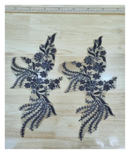 Stoff Spitze Applikation Stoff Dekoration DIY Gaze Kleidungsstück Zubehör auf Blumen (schwarz) von Flexmob