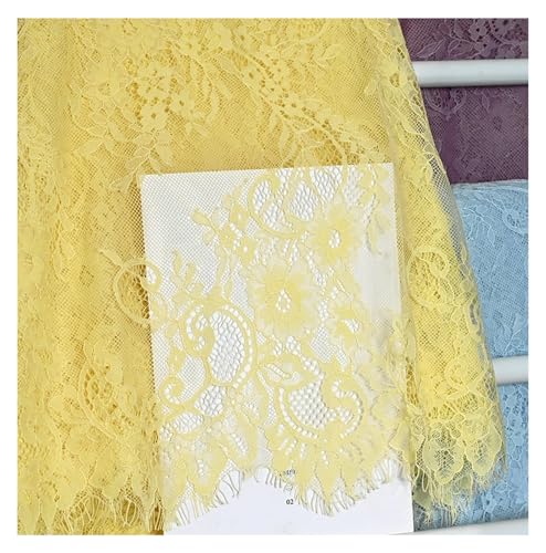 Stoff für Wimpernspitze, Kleidung, Hochzeitskleid, Bekleidungsstoff, Spitzenstoff (gelb) von Flexmob