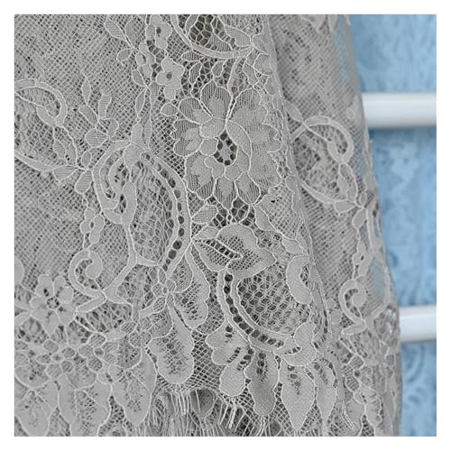 Stoff für Wimpernspitze, Kleidung, Hochzeitskleid, Bekleidungsstoff, Spitzenstoff (hellgrau) von Flexmob