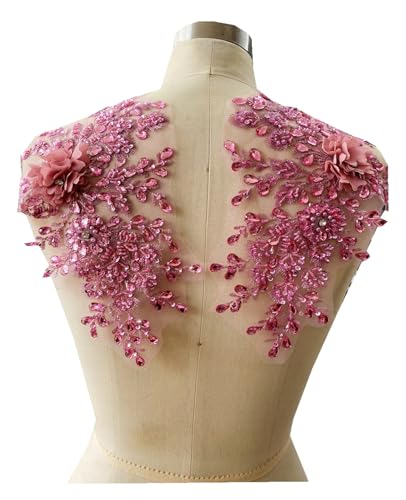 Stoffaufnäher, schwer, hell, dreidimensional, Applikation, Zubehör, Netzstoff, Spitze, Patch, 1 Paar (Lotus Pink B) von Flexmob