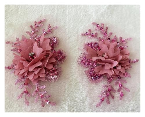 Stoffaufnäher, schwer, hell, dreidimensional, Applikation, Zubehör, Netzstoff, Spitze, Patch, 1 Paar (Lotus Pink C) von Flexmob