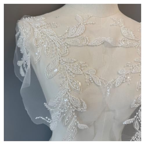 Weißes Blatt Perlenstickerei Spitze Paar Blume Tuch verputzt Hochzeitskleid Zubehör 2 Paar Weißes Blatt Perlenstickerei Spitze Paar Blume Tuch verputzt Hochzeitskleid Zubehör 2 Paar von Flexmob
