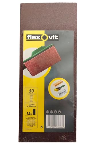 Flexovit 15 STK Schleifpapier für Schwingschleifer Körnung 50 Grob 115mm x 280mm von Flexovit