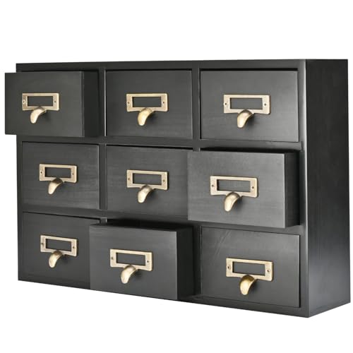 Flexzion Apothekerschrank mit Schubladen, 9 Vintage-Apotheker-Schubladen, Schreibtisch-Organizer für Zuhause und Büro, Holz-Tischplatte, Bibliothekskarten, Katalogschrank, Aufbewahrung für Schmuck Flexzion Apothekerschrank mit Schubladen, 9 Vintage-Apotheker-Schubladen, Schreibtisch-Organizer für Zuhause und Büro, Holz-Tischplatte, Bibliothekskarten, Katalogschrank, Aufbewahrung für Schmuck von Flexzion