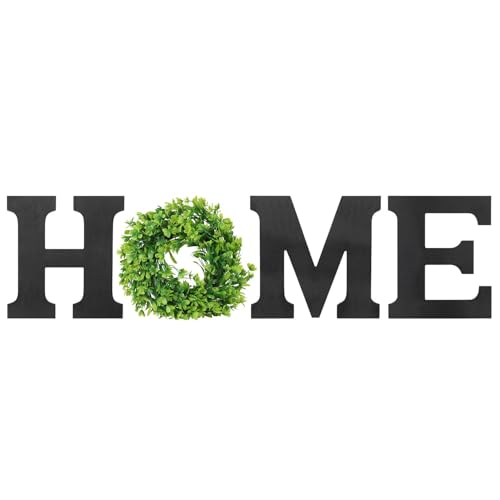 Flexzion Rustikales Wandbehang Home Buchstaben aus Holz, Home Schriftzug Wand Dekobuchstaben Deko mit Kreis Kranz für Zuhause Wanddekoration Hausdekoration, Grün & Schwarz Flexzion Rustikales Wandbehang Home Buchstaben aus Holz, Home Schriftzug Wand Dekobuchstaben Deko mit Kreis Kranz für Zuhause Wanddekoration Hausdekoration, Grün & Schwarz von Flexzion