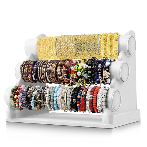 Flexzion Schmuckständer mit 3 Ebenen, weißer Samt, mit T-Stange, abnehmbar, für Halsketten, Armbänder, Ohrringe, Armreifen, Anhänger, Fußkettchen, Turm, Uhr, Schlüsselhalter, Organizer für Damen, Flexzion Schmuckständer mit 3 Ebenen, weißer Samt, mit T-Stange, abnehmbar, für Halsketten, Armbänder, Ohrringe, Armreifen, Anhänger, Fußkettchen, Turm, Uhr, Schlüsselhalter, Organizer für Damen, von Flexzion