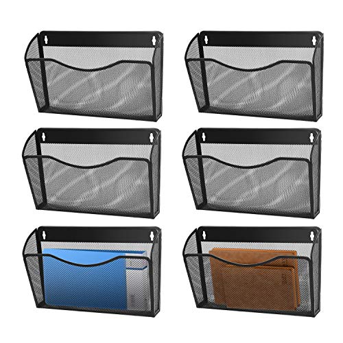 Flexzion Wandordner, Aktenordner, Briefe, Taschen-Halter (6 Stück), Metallgeflecht, Schreibtisch-Hängekorb, Box, Mülleimer, Post, A4, Papier, Dokumenten-Organizer, Aufbewahrungsregal, Einzelschlitz, von Flexzion