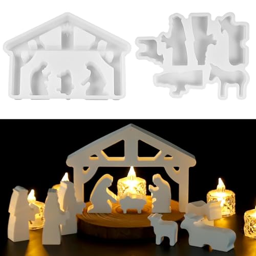 Fleymu 2 Stück silikonformen Gießformen Weihnachten, Krippe Silikon Gießform, Giessformen Silikon, Für Weihnachten Diy Handwerk, Kerzen, Gips Fleymu 2 Stück silikonformen Gießformen Weihnachten, Krippe Silikon Gießform, Giessformen Silikon, Für Weihnachten Diy Handwerk, Kerzen, Gips von Fleymu