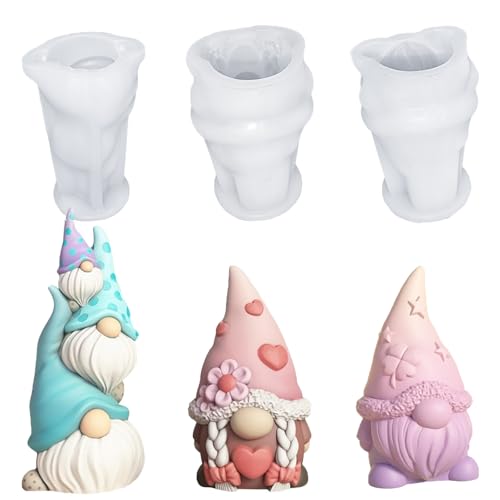 Fleymu 3 Stücke Silikonformen Gießformen Ostern, 2025 Neu Silikonform Ostern, DIY Osterwichtel Silikonform Ostern, 3D Silikonform Wichtel, für DIY Frühlingsdeko, Ostern Geschenk von Fleymu