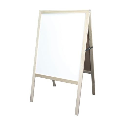 Crestline Festzelt-Staffelei, tolles Gehweg-Schild, natürliche Hartholz-Staffelei (weiße, trocken abwischbare und schwarze Kreidetafel), 106,7 x 61 cm (H x B) von Flipside Products