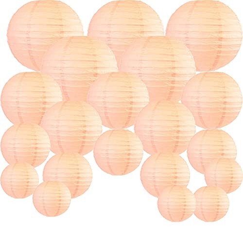 Flisdtry 20 Stück 15,2 cm - 30,5 cm Pfirsich-Papierlaternen-Größen, runde Lampion für Hochzeit, Outdoor, Innenbereich, hängende Dekoration von Flisdtry