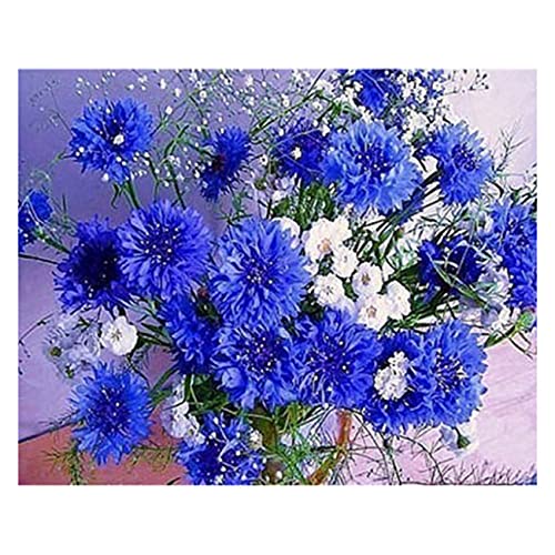 Flisdtry -Stickerei, quadratisch, Blumen, Kornblumen, Blau von Flisdtry