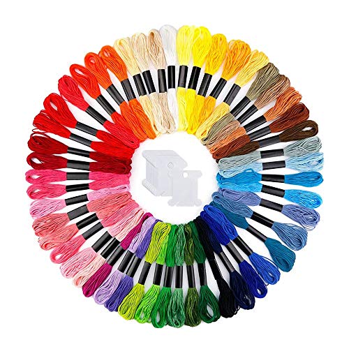 Flisdtry Stickgarn, 50 Knäuel, Zahnseide, Regenbogenfarben, Stickgarn, mit 20 Stück Zahnseide-Spulen von Flisdtry