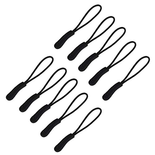 Fliyeong 10Pcs Schwarz Zip Tags Cord Pulls Zipper Extension Kunststoff Zip Slider Ersatz für Kleidung Taschen Kostengünstig und langlebig von Fliyeong