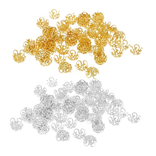 Fliyeong 200 Stück 2 Farben 10mm Blume Perlenkappen Erkenntnisse für Schmuckherstellung Handwerk langlebig und nützlich von Fliyeong