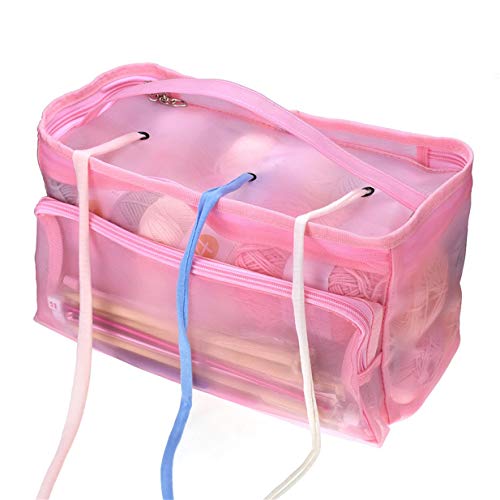 Fliyeong Tragbare Wolle Aufbewahrungstasche, praktische Strickgarn Aufbewahrungstasche Wolle Halter Organizer Ablagekorb Rosa von Fliyeong