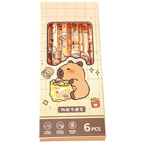 Flkiglm 12 Stück Capybara Gelstift Set, Capybara Radierbarer Kugelschreiber Stifte Set, Radierbarer Kugelschreiber, Capybara Einziehbares Löschbares Stiftset, Süße Einziehbare Stifte von Flkiglm