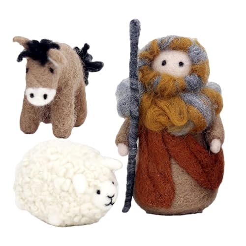 Flkiglm Weihnachtsornamente aus Wollfilz, Krippe Nadelfilz Set, Krippenfiguren Filzen, Filzfigur-Anhänger-Kunst-Bastel-Herstellungsset, Festliches Weihnachts-Bastelzubehör Flkiglm Weihnachtsornamente aus Wollfilz, Krippe Nadelfilz Set, Krippenfiguren Filzen, Filzfigur-Anhänger-Kunst-Bastel-Herstellungsset, Festliches Weihnachts-Bastelzubehör von Flkiglm