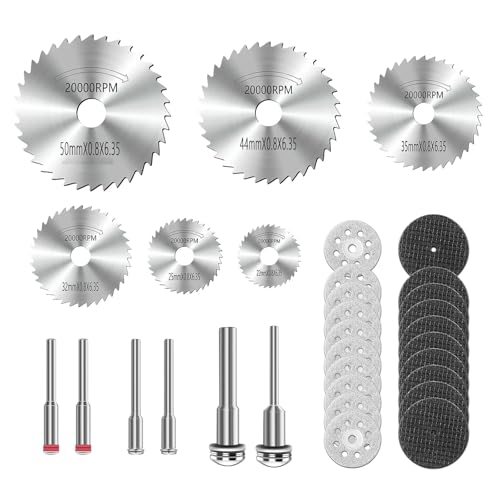 32-teiliges Trennscheiben Set für Dremel und andere Rotationswerkzeuge, Mini Diamant Schneidscheiben, Kreissägeblatt, inklusive 3mm Schaft, für Holz, Kunststoff, Stein, Metall,mini tischkreissäge 32-teiliges Trennscheiben Set für Dremel und andere Rotationswerkzeuge, Mini Diamant Schneidscheiben, Kreissägeblatt, inklusive 3mm Schaft, für Holz, Kunststoff, Stein, Metall,mini tischkreissäge von Fllyvly
