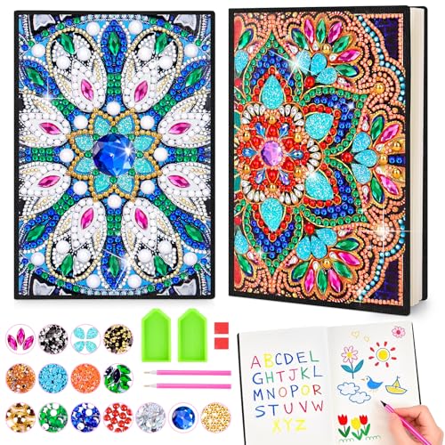 Geschenke Mädchen 7 8 9 10 11 Jahre: Diamond Painting Kinder A5 Notizbuch, Basteln Mädchen 5-12 Jahre DIY Diamond Bastelset Kinder Erwachsene Kreatives Mandala Spielzeug 7-12 Jahre Geburtstagsgeschenk von Flnlano